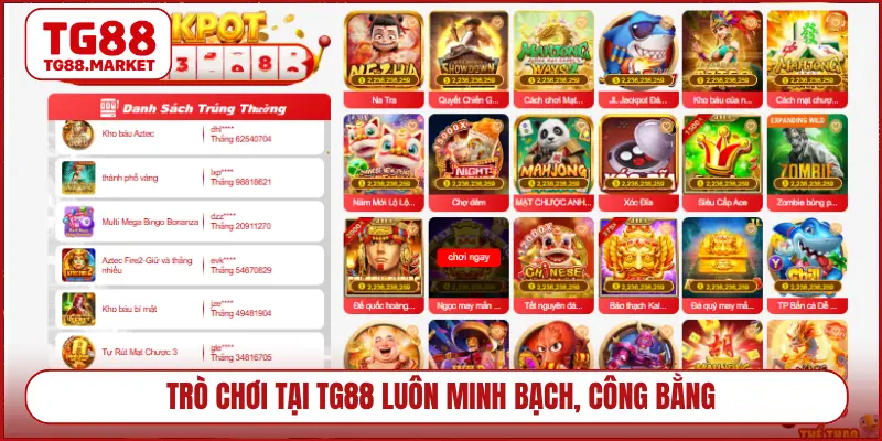 Trò chơi tại TG88 luôn minh bạch, công bằng